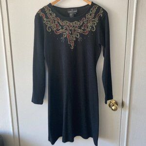 Vintage 80's Embroidered Wool Dress